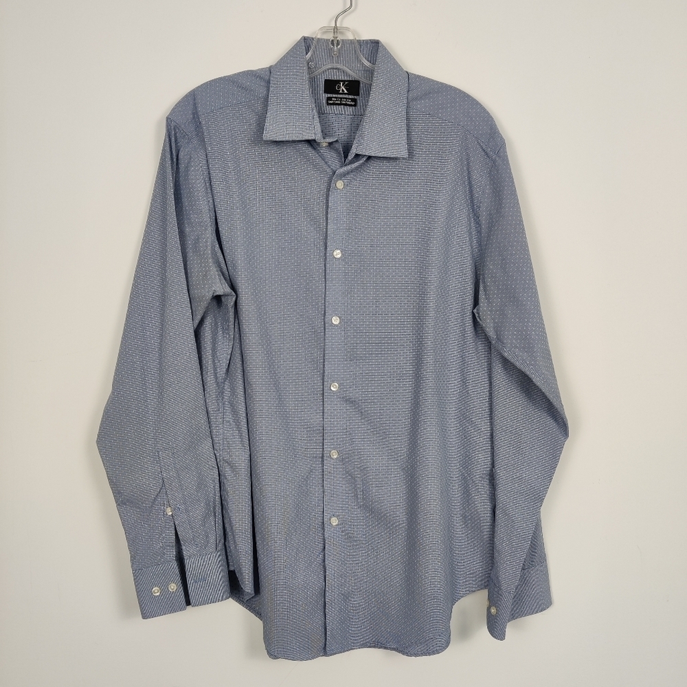 Calvin Klein Men's Slim Fit Button Down Shirt in Blue Size Large 100% Cotton